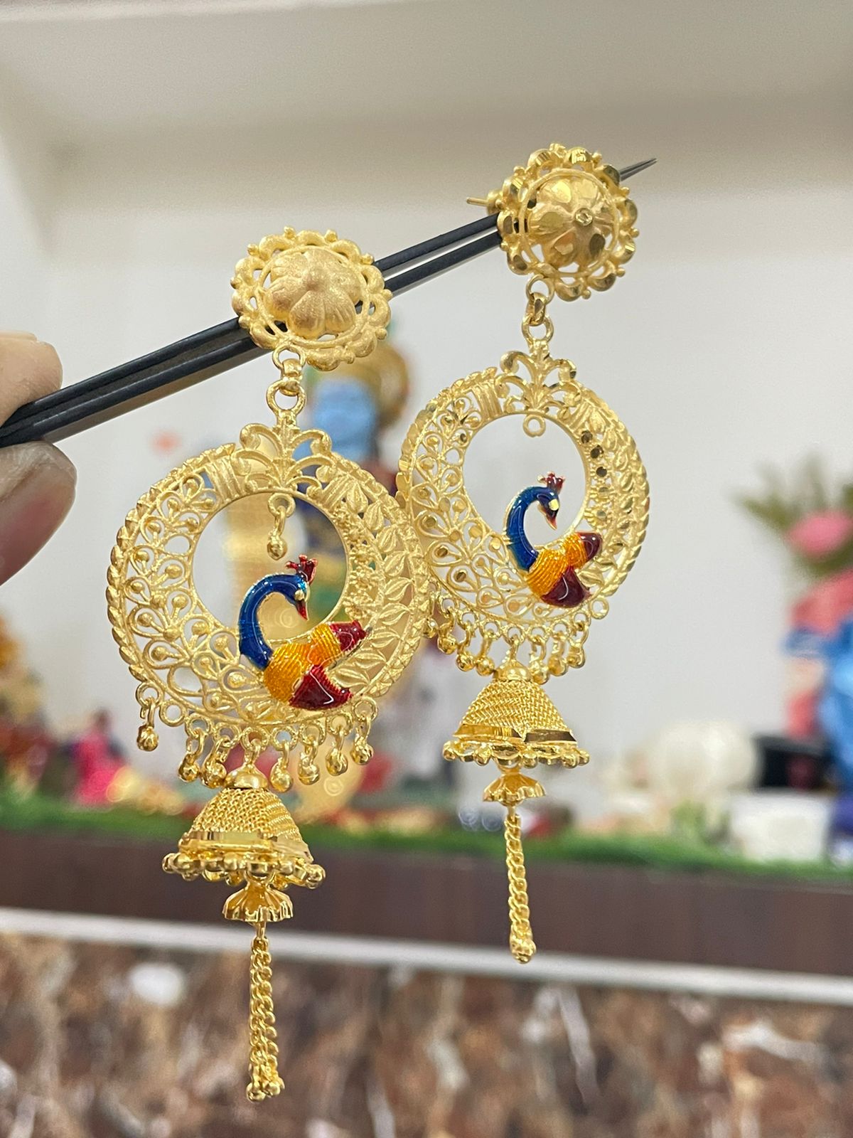 Intricate Dapper 22k Gold Chand Jhumki Earrings – Andaaz Jewelers